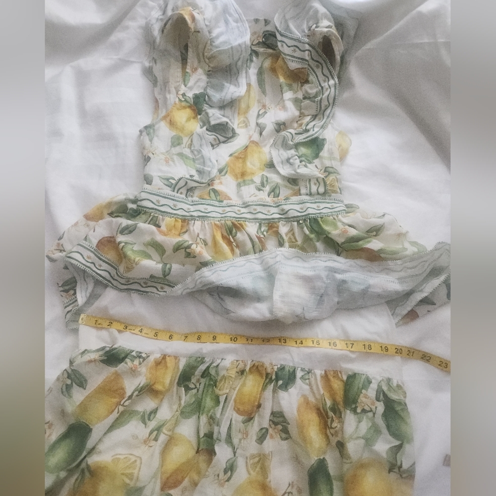 H&M Ruffle-trimmed Maxi Dress Floral White/lemons Sz S Nwt - Picture 7 of 15